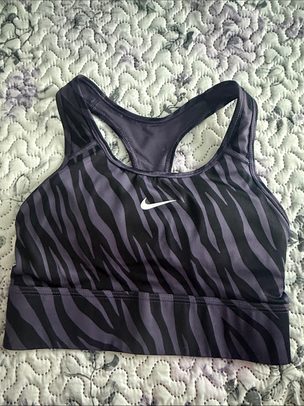 Nike Purple And Black Zebra-Print Racerback Sports Bra